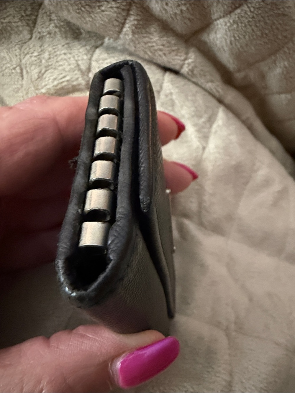 Prada Black Saffiano Leather Card & Key Holder with Metal Triangle Logo - Picture 4 of 11